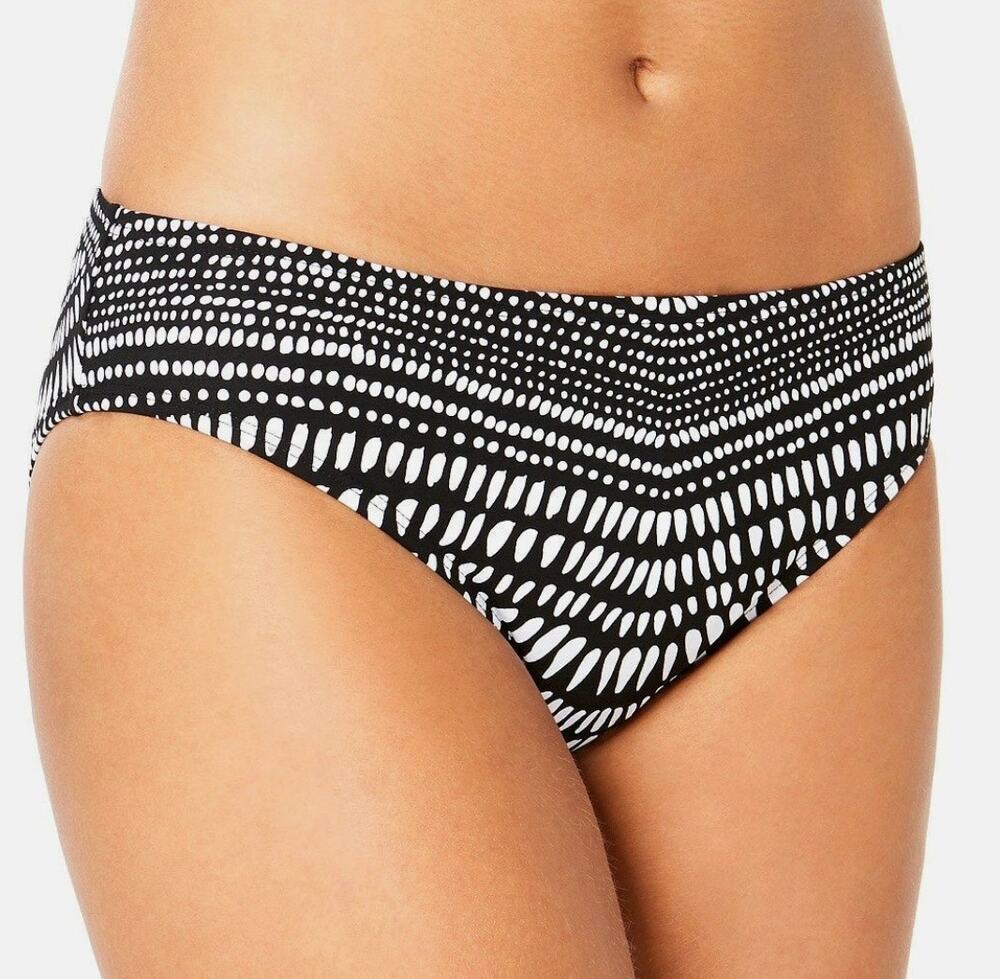 Kenneth Cole Black White Find Tranquility Hipster Bikini Bottom M NWT